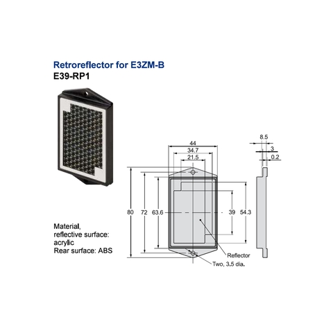 E39-RP1 OMRON Gương phản xạ chuyên dùng cho cảm biến E3ZM-B