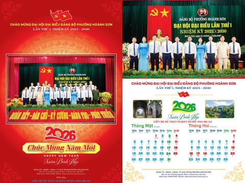 In Lịch Tết 2026 chủ đề Đại hội Đảng bộ Xã/Phường nhiệm kỳ 2025 - 2030