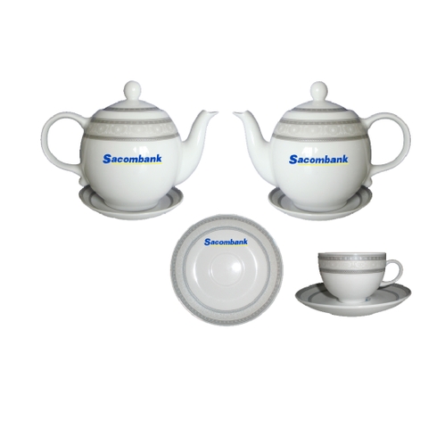 Bộ ấm chén in logo - Quà tặng Đại hội giá rẻ tại Hà Nội