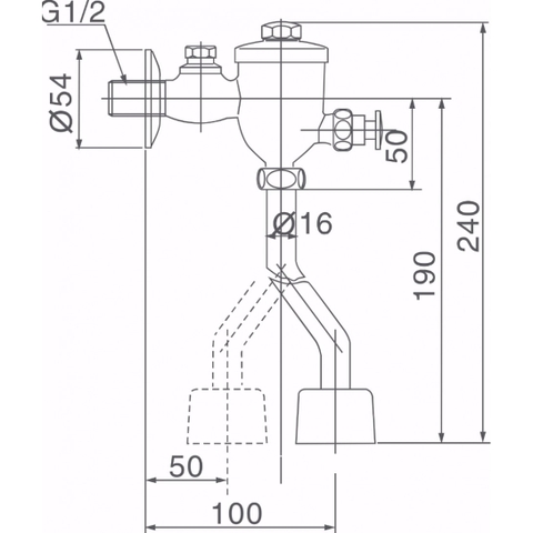 Van Xả Nhấn Bồn Tiểu Inax UF-8V Ống Cong