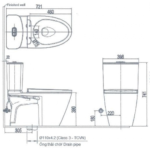 Bàn Cầu INAX AC-602+ Nắp rửa điện tử CW-H20VN