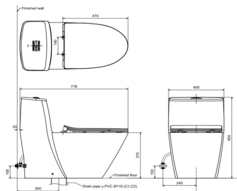 Bàn Cầu INAX AC-919R+ Nắp Điện Tử CW-KB22AVN