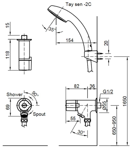 Vòi Sen Tắm Tay Nhựa INAX BFV-10