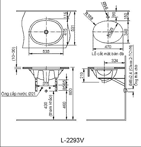 Chậu Rửa Lavabo Inax AL-2293V Aqua Ceramic