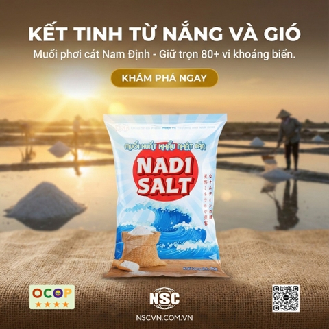 NadiSalt Muối Việt Nam Xuất Khẩu Quốc Tế OCOP 4 Sao 1kg