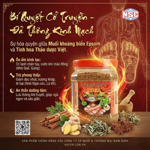 Muối Khoáng Thảo Dược Ngâm Chân Royal Lưu Thông Tuần Hoàn Máu 500gr