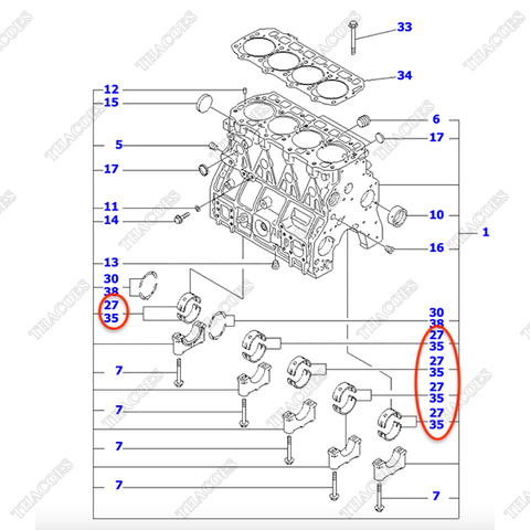 (+0,25) Bạc trục cơ balie YM129900-02341; YM129900-02340