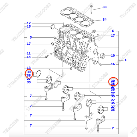 (+0,25) Bạc căn dọc trục YM129900-02941; YM129900-02940
