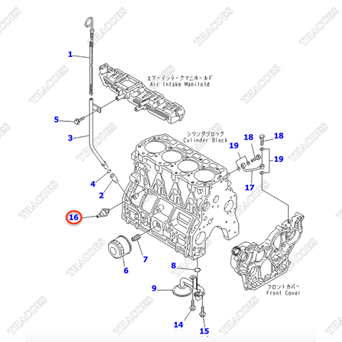 Báo áp suất nhớt YM114250-39450; YM124160-39450