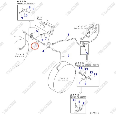Ống ti ô dầu phanh bánh phải 3EB-38-31131; 3EB-38-31130