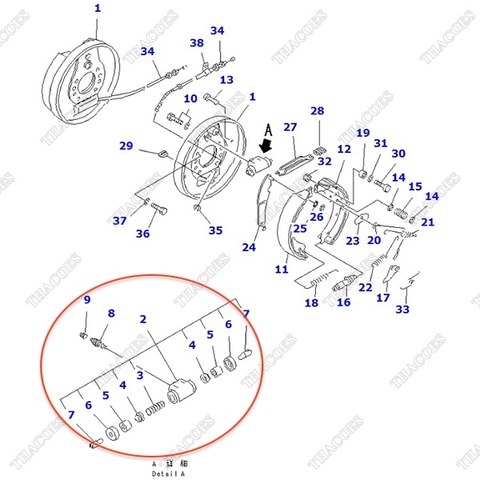 Xi lanh phanh bánh 3EB-30-21310; 34B-30-14311; 34B-30-14310