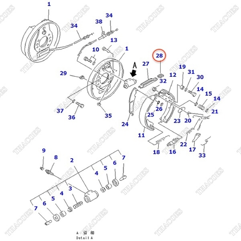 Lò xo giữ thanh chống phanh 34B-30-14320; 304-32-31340