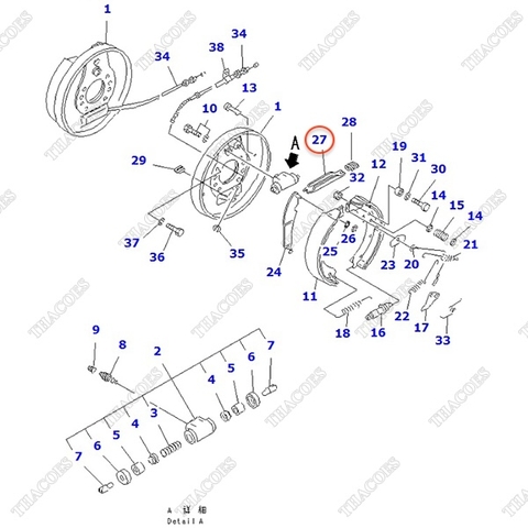 Thanh chống phanh tay bánh phải 34B-30-14260; 304-32-31330