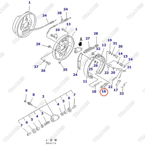 Bulong tăng phanh bánh phải 3EC-30-11230