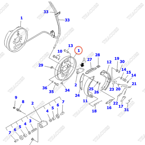 Đế guốc phanh bánh trái 3EB-30-41130