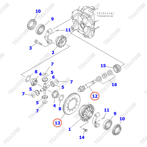 Cặp trục bánh răng quả dứa và vòng răng mặt trời 3EB-21-31310
