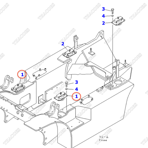 Cao su giảm chấn khung cabin 3EB-51-32130; 3EB-51-32110
