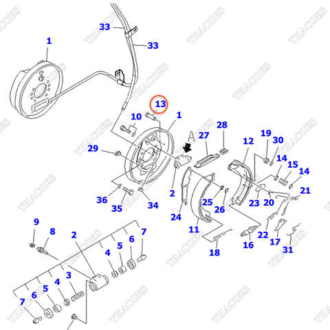 Chốt hãm guốc phanh 3EC-30-11380; 34C-30-11581