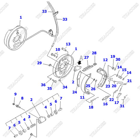 Cụm phanh trái 3EB-30-41210 (WC)