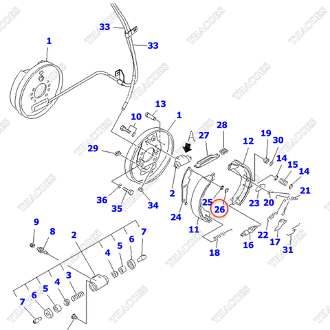 Phe khóa hãm thanh kéo phanh tay 34B-30-14450