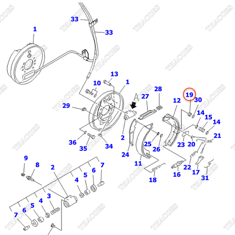 Dẫn hướng cáp hãm lẫy khóa bulong tăng phanh 34B-30-14361; 3EB-30-14361