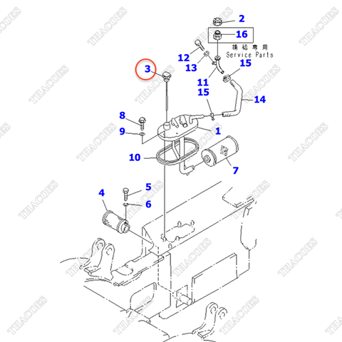 Que thăm dầu thủy lực 3EB-66-33531; 3EB-66-33530