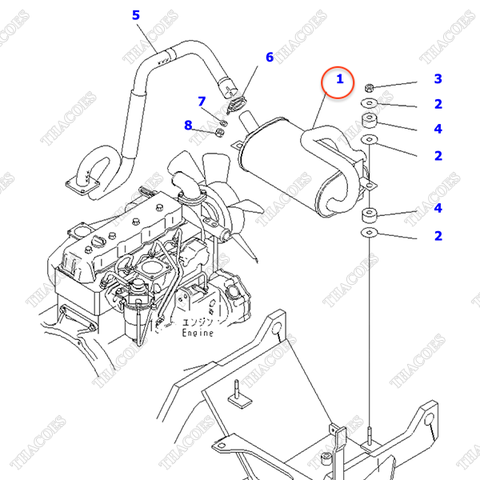 Ống giảm âm khí xả động cơ 3EB-03-31112 (S/N 538001-UP)