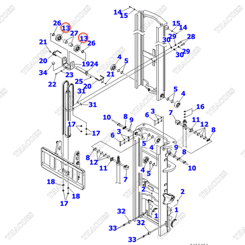 Vòng bi lăn xích 34B-76-52871; R34B-76-52871; 34B-76-52870; 3EB-72-18410; 34B-76-52840