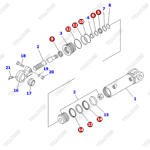 Bộ gioăng xi lanh nghiêng 3EB-64-44180 (K18)