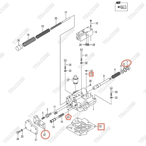 Bộ gioăng sửa van 143C3-19821 (Inc 6,7,13,22,23,33) (Kit 901)