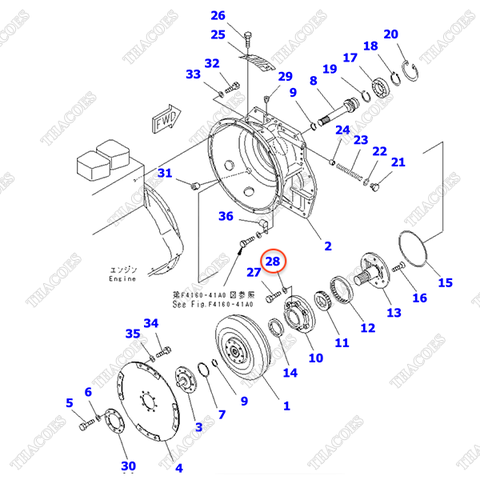 Long đen có gioăng dầu 3EB-13-12740; DCK700-301015 (K3)