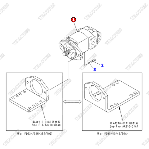 Bơm dầu thuỷ lực 3EC-60-31710; 3EC-60-31810; 3EC-60-31210; 3EC-60-31211; 3EC-60-31811; 3EC-60-31711