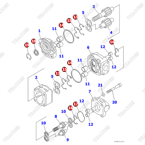 Bộ gioăng SM403-21742; 3EC-60-31250 (sửa bơm thuỷ lực)