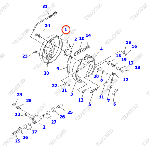 Đế guốc phanh 3EC-30-11210 (bánh phải)