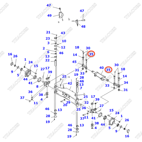 Chốt nối 3EC-24-41280SG; 3EC-24-41280 (giằng lái nối xi lanh lái)