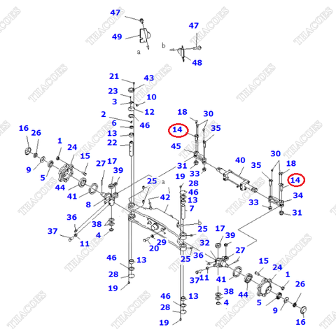 Chốt nối 3EC-24-41270SG; 3EC-24-41270 (khớp lái với xi lanh lái)