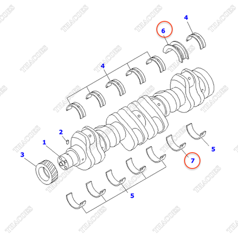 Bạc căn dọc trục 6736-21-8610, 6754-22-8310, 6754-32-1910