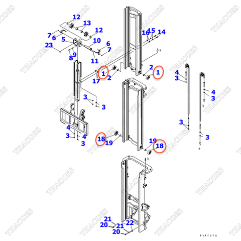 Vòng bi nâng hạ 37B-9AF-6110 (S); 37B-9AF-6120 (M); 37B-9AF-6130 (L)