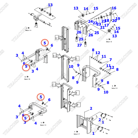 Vòng bi nâng hạ 37B-9AF-6110 (S); 37B-9AF-6120 (M); 37B-9AF-6130 (L)
