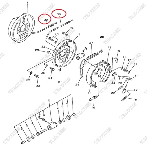 Cáp phanh tay bánh phải 3EB-30-11231; 3EB-30-11232