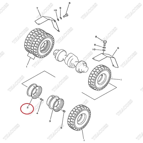 La zăng kép bánh trước, lắp bên trong 3EB-27-11320; 3EB-27-13320 (550-15; 650-15)
