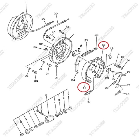 Bộ guốc phanh 3EB-30-24440; 3EB-30-24430