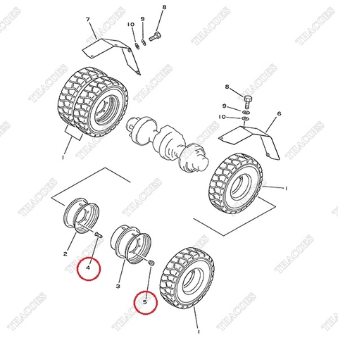 Đai ốc tắc kê lốp kép 34B-27-11340; 34B-27-11350; 3EB-27-11350