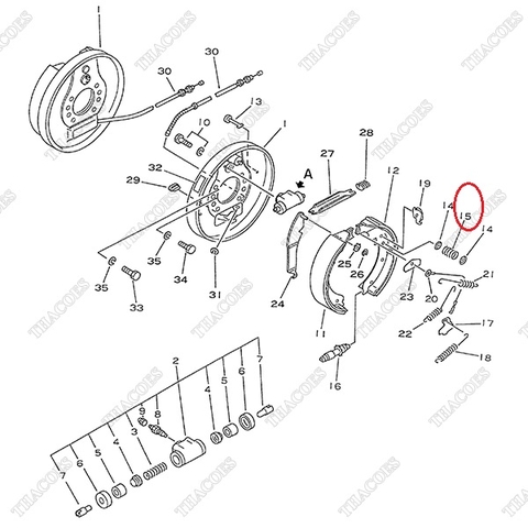 Lò xo hãm guốc phanh 34B-30-14420; 3EB-30-14420