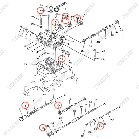 Bộ phớt van chia dầu số 3EB-15-05151