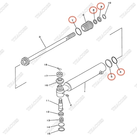 Bộ phớt xi lanh lái dọc 3EB-64-05020 (kit)