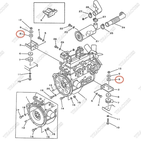 Cao su giảm chấn phía trên 3EB-01-27140