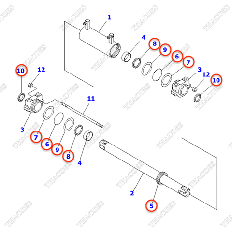 (K9) Bộ phớt xi lanh lái ON43001-07502; LN43001-07502; 30C-64-11270
