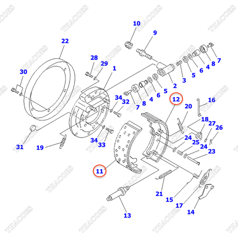 Bộ guốc phanh 3FD-30-22110; 3FD-30-22510; 3FD-30-22120; 3FD-30-22520