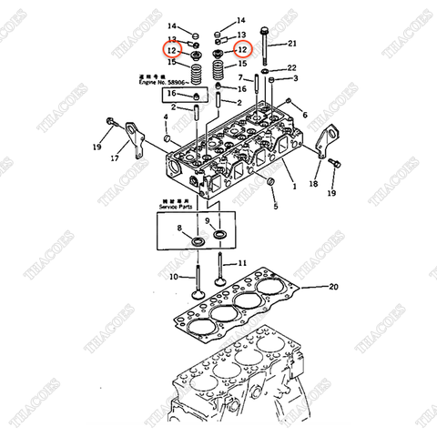 Hãm lò xo xupap 6204-41-4510 (8 cái)